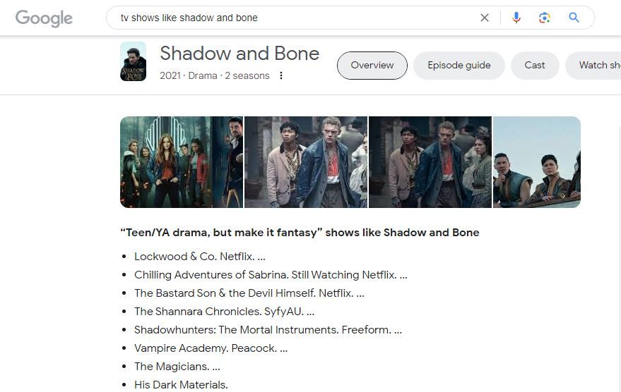 Tv shows like shadow and bone1