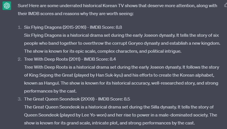 Séries de TV coreanas subestimadas sugeridas pelo ChatGPT