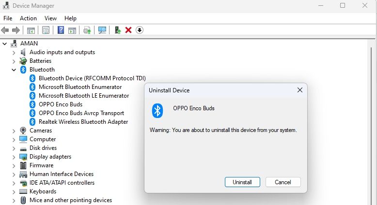 Hapus opsi di Device Manager
