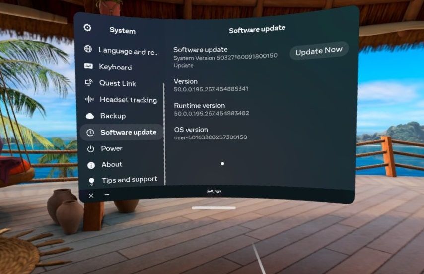 The Update Now option 