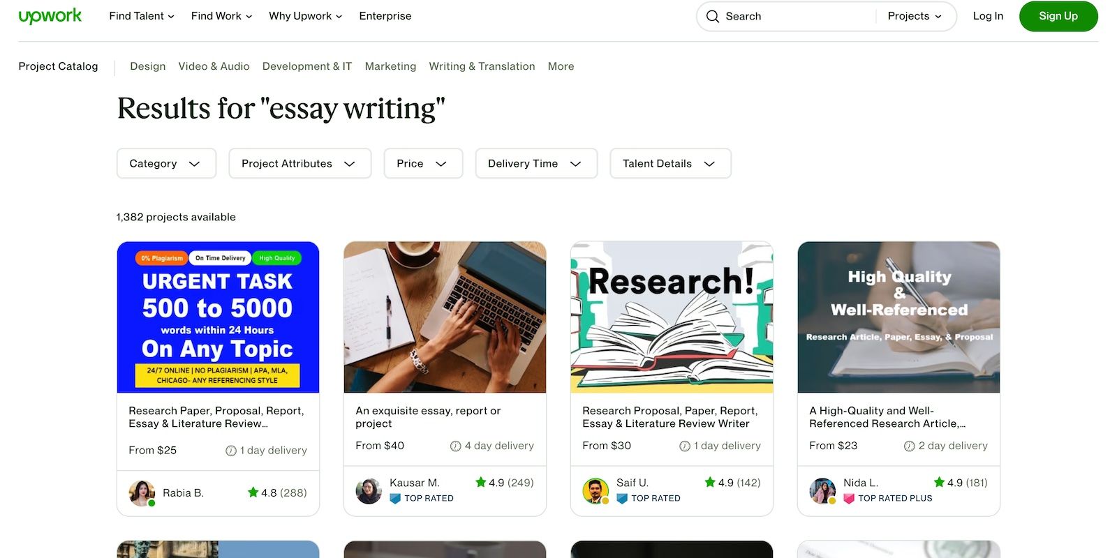 Searching Essay Writing Jobs on Upwork