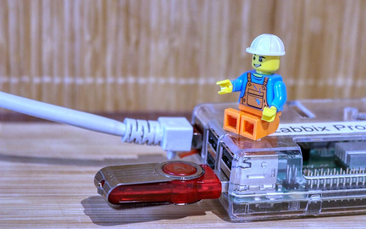 Lego man guards plugged in USB stick
