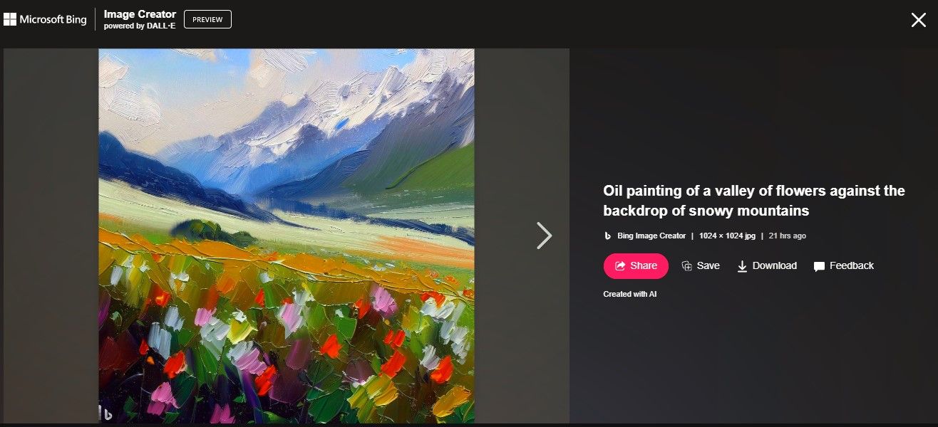 Oil Painting of Valley Of Flowers by Bing Image Creator