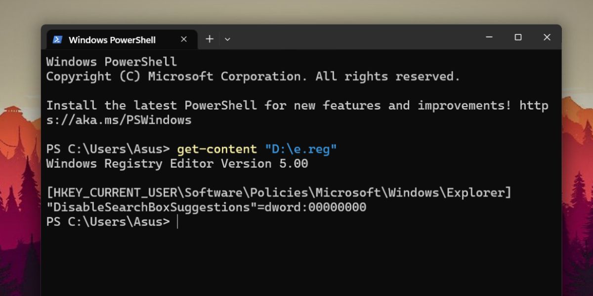 View the Registry File Contents Using PowerShell