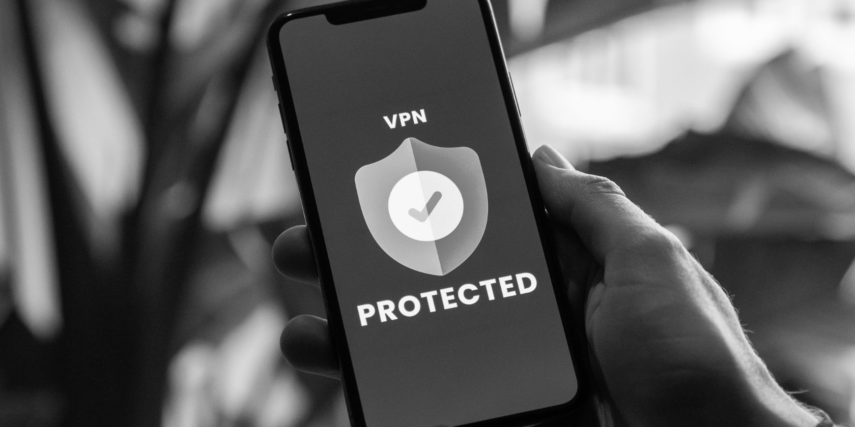 grayscale image of vpn active on smartphone
