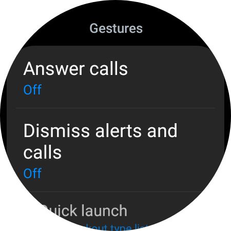 gesture settings on Galaxy Watch 5