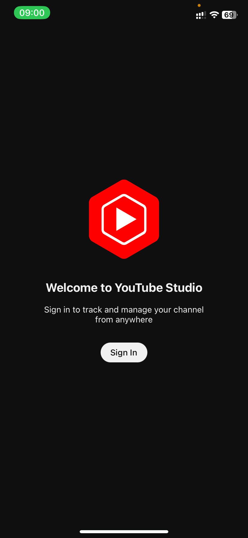 YouTube Studio Sign in page