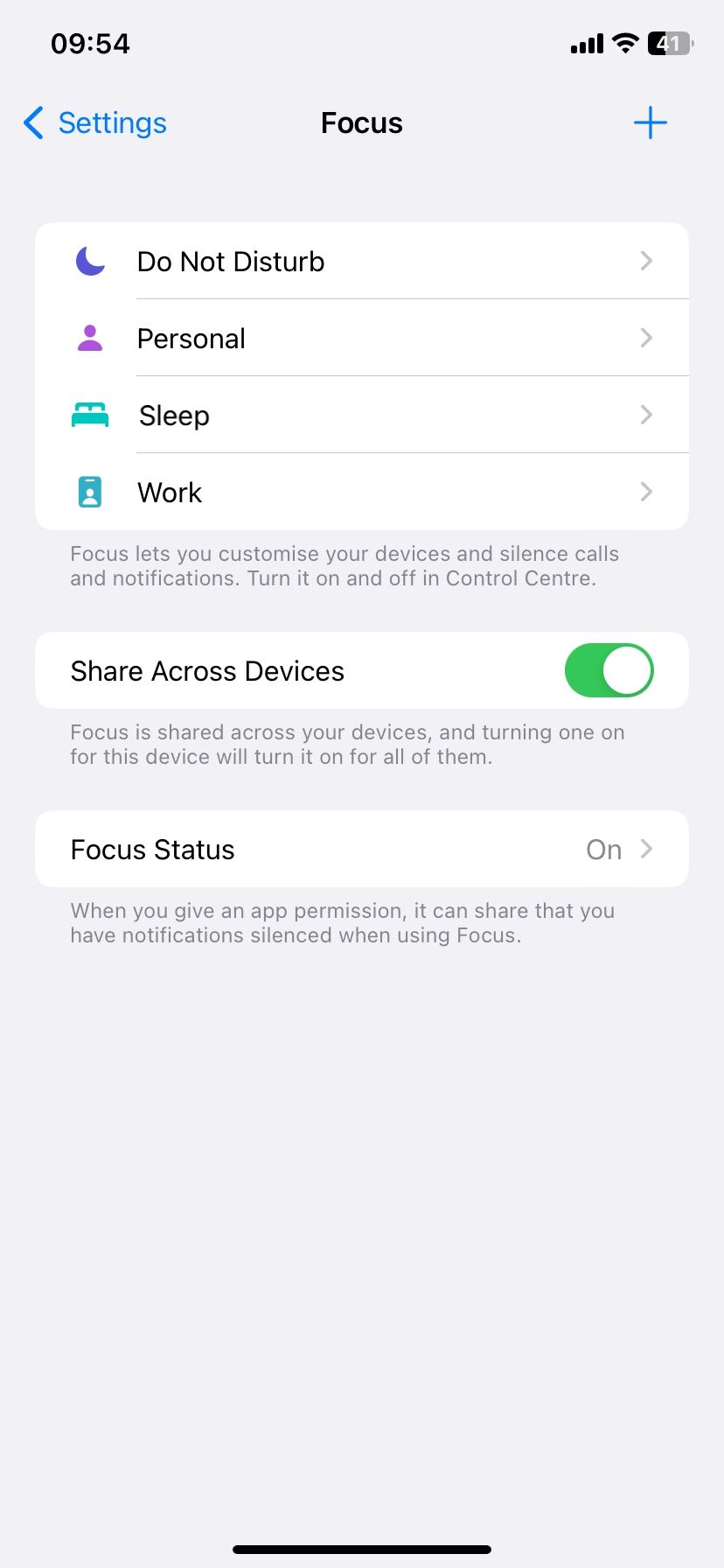 Focus modes in iOS