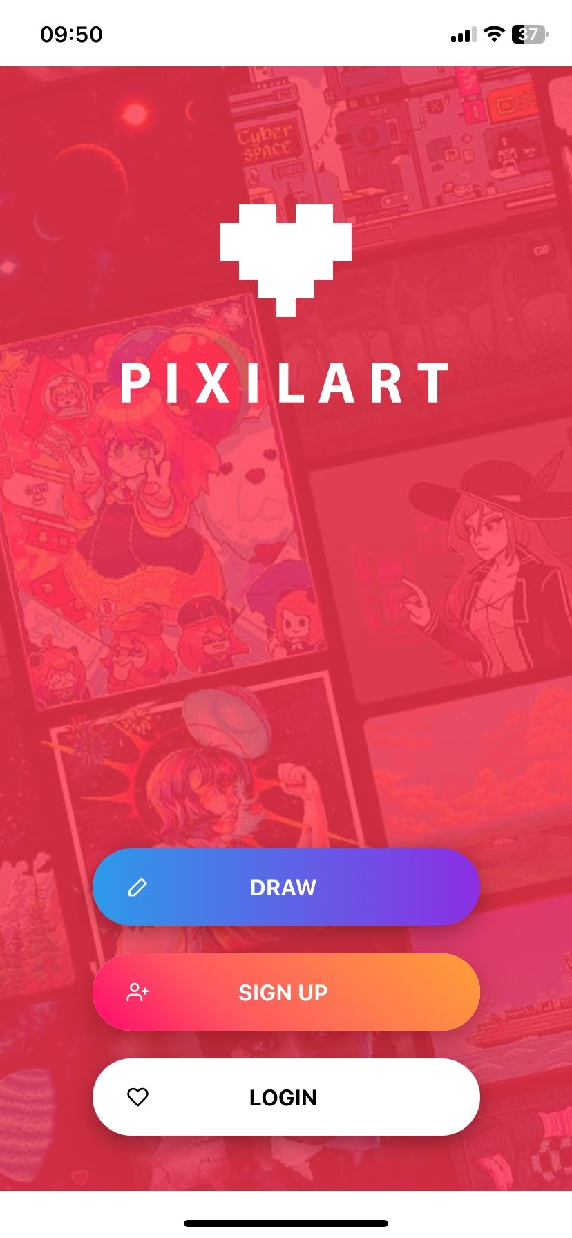 Pixilart's launch screen