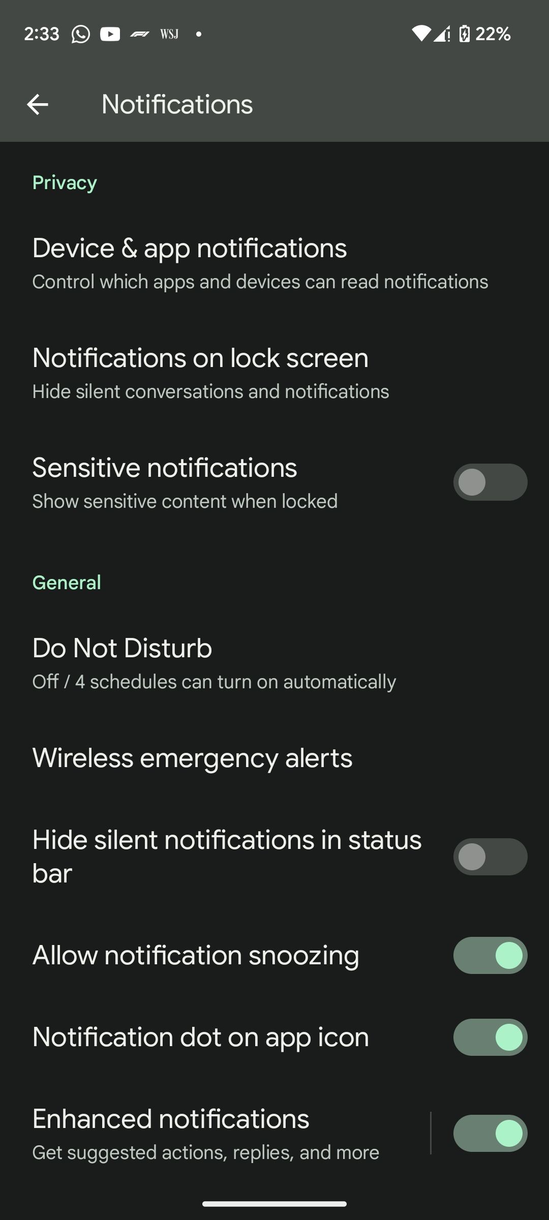 Notification snoozing enabled on Android