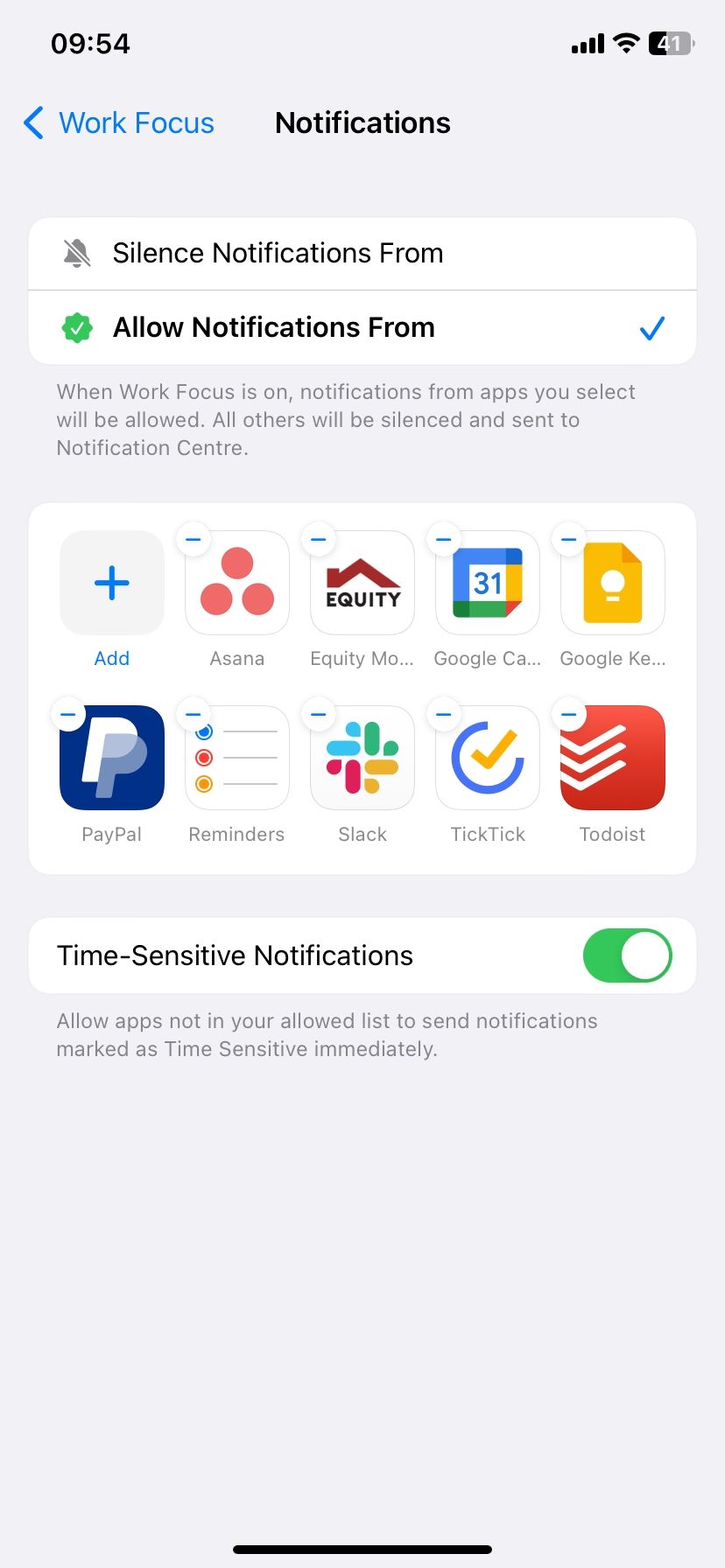 Time-Sensitive Notifications enabled in iOS