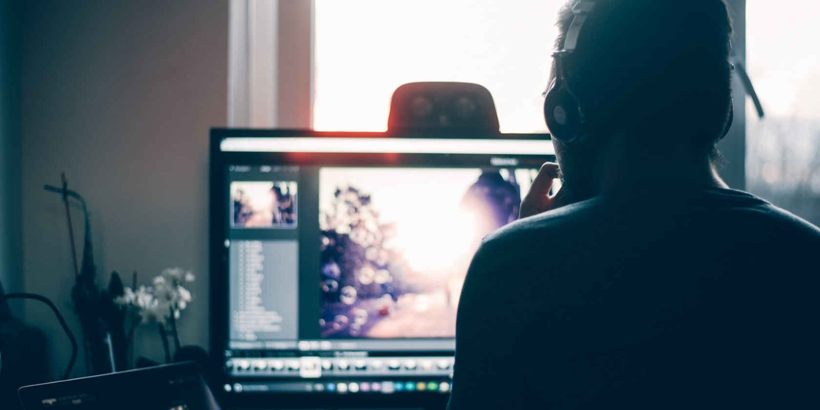 a man editing a photo