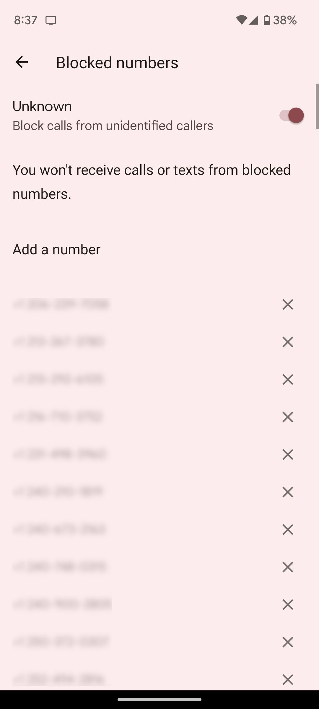 Unblocking a number on an Android phone