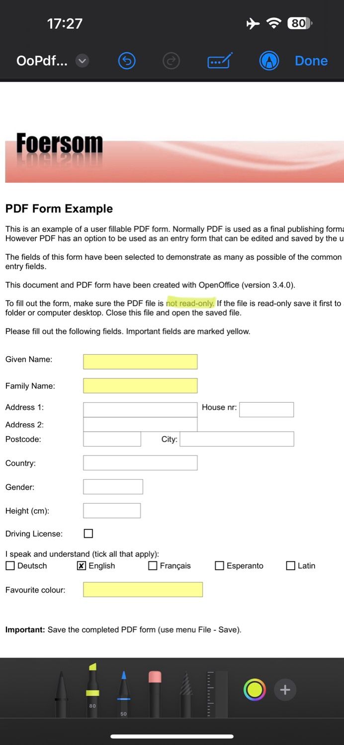 حاشیه نویسی یک سند PDF در فایل ها در آیفون