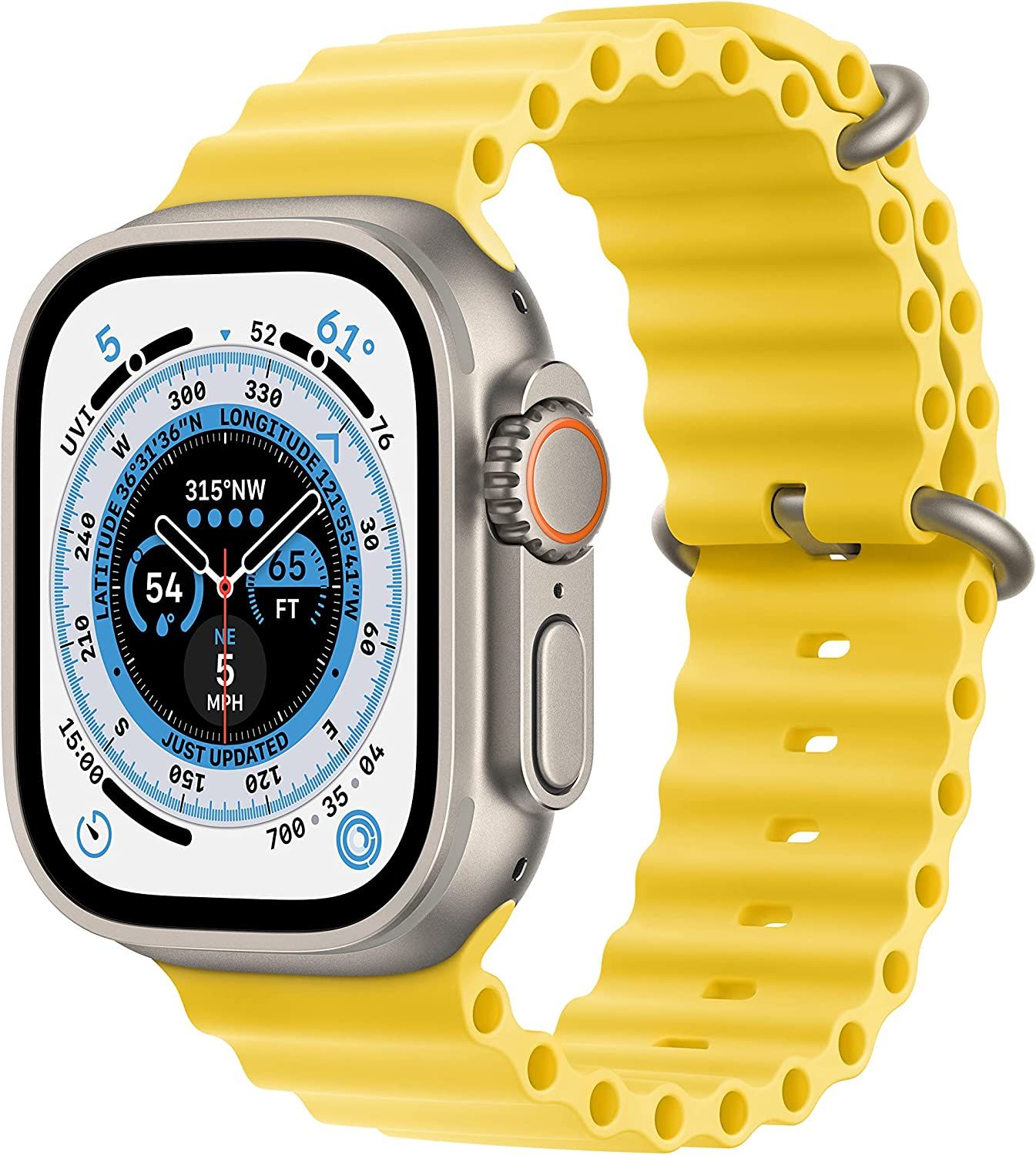 apple watch ultra smartwatch with a yellow band