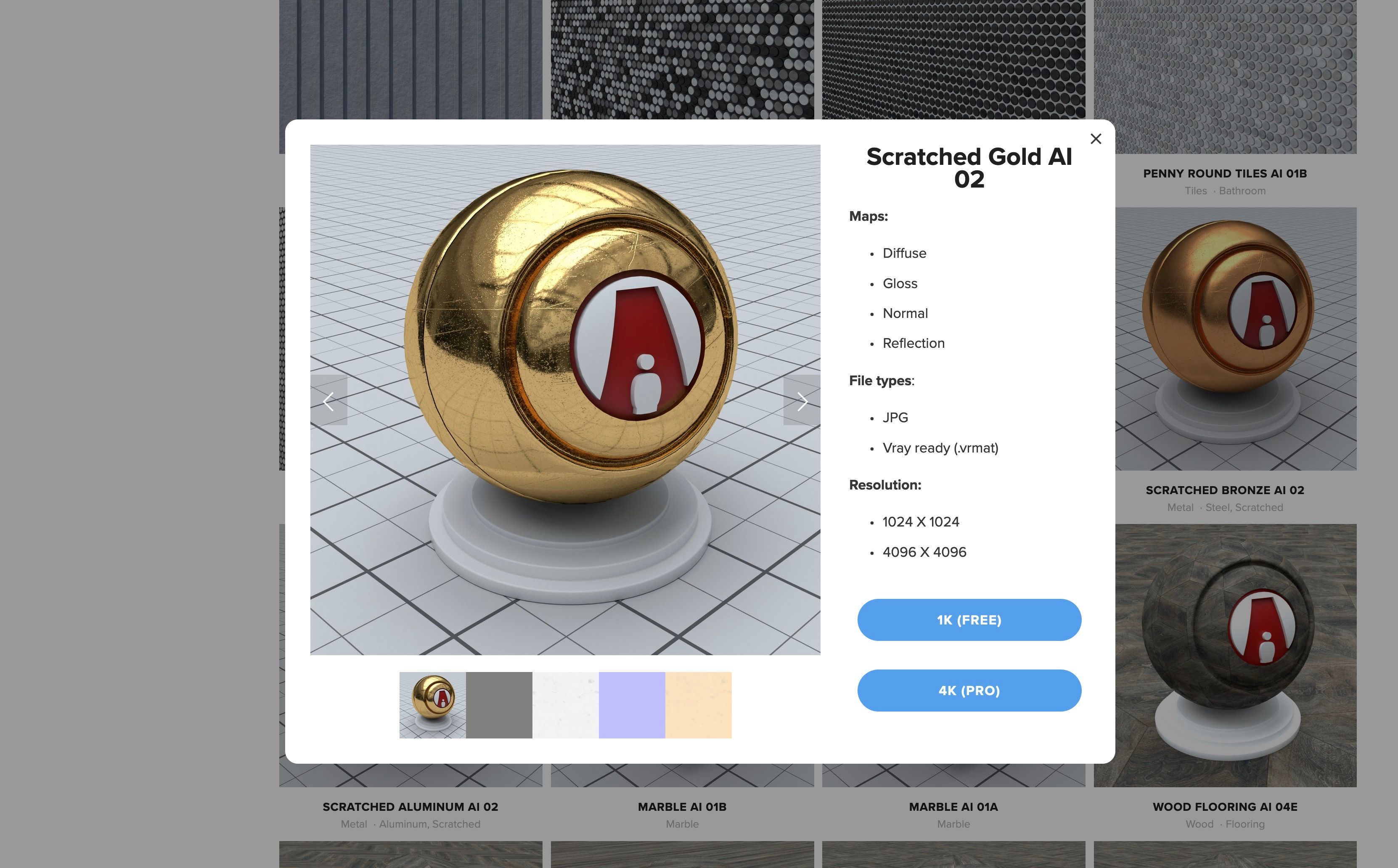 Screenshot of a gold texture on the Architecture Inspirations website