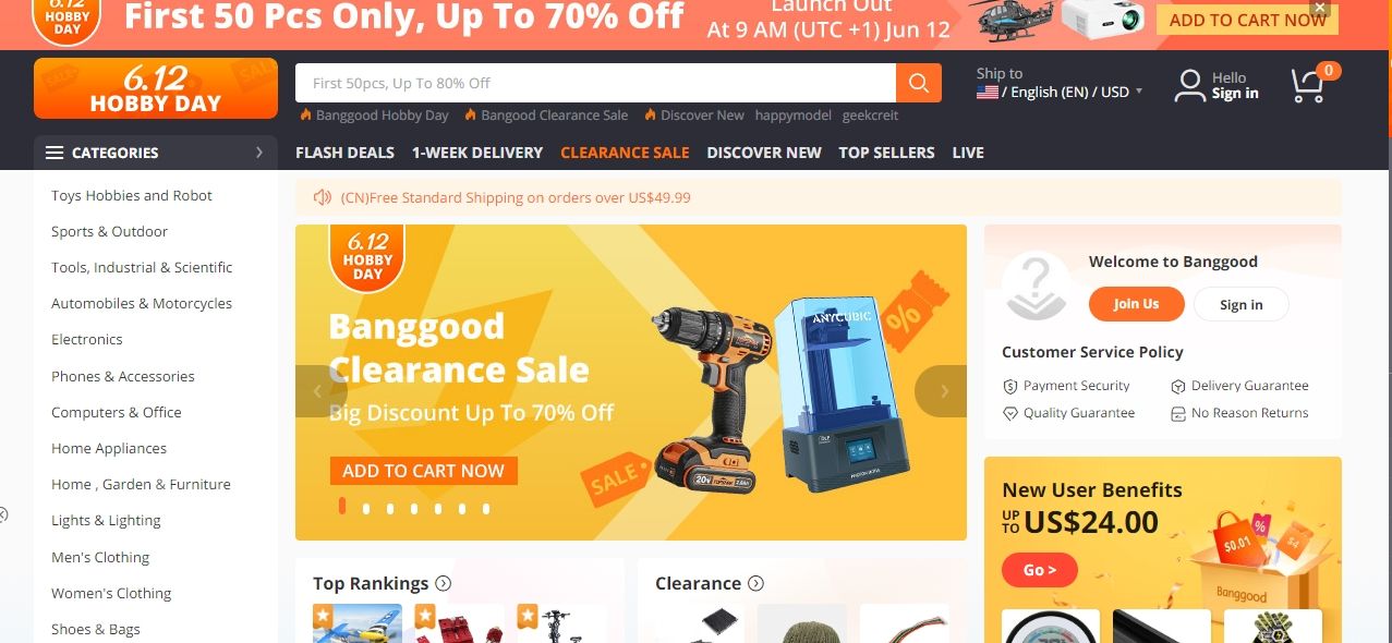 banggood website screenshot