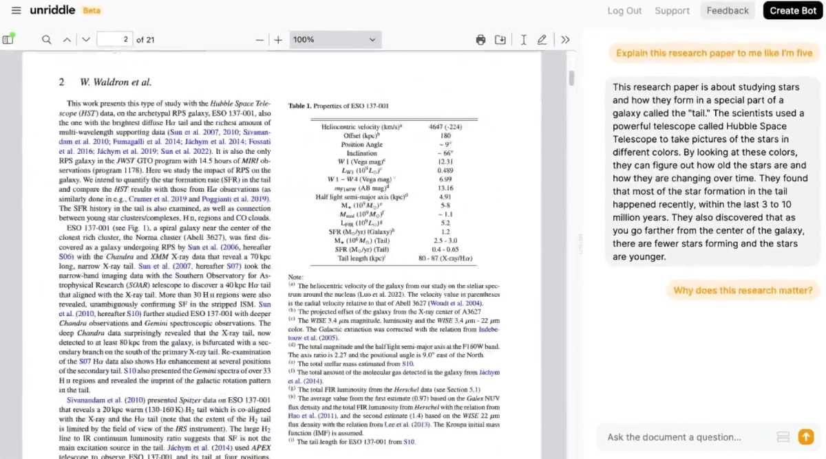 Unriddle is the best app to analyze your documents and then talk with them using ChatGPT, but the free tier is severely limited