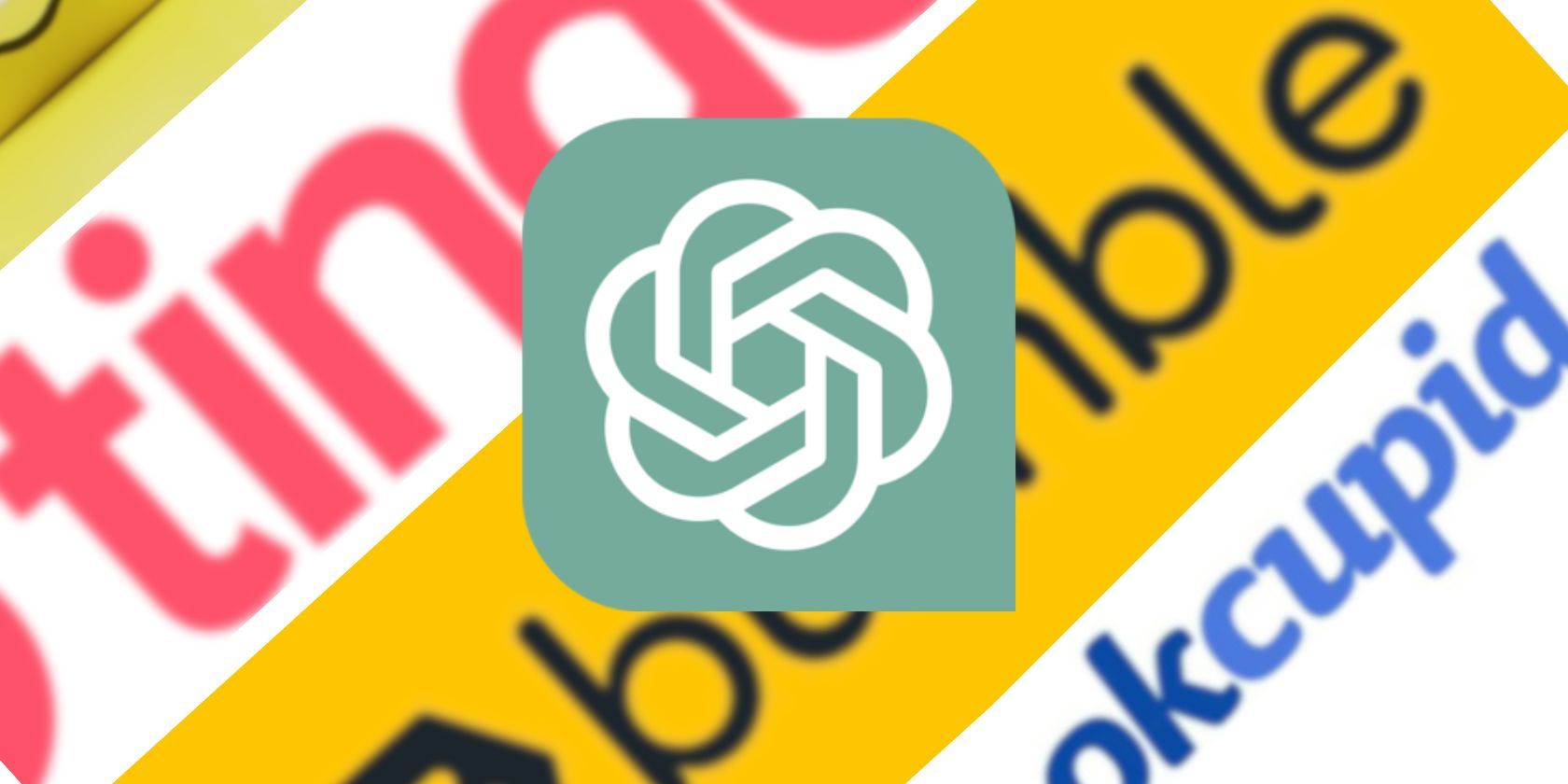 ChatGPT Logo on top of Blurred Dating App Logos
