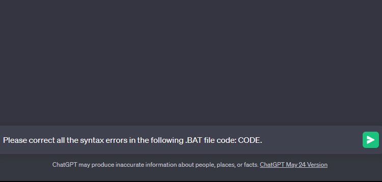 درخواست ChatGPT برای فایل BAT