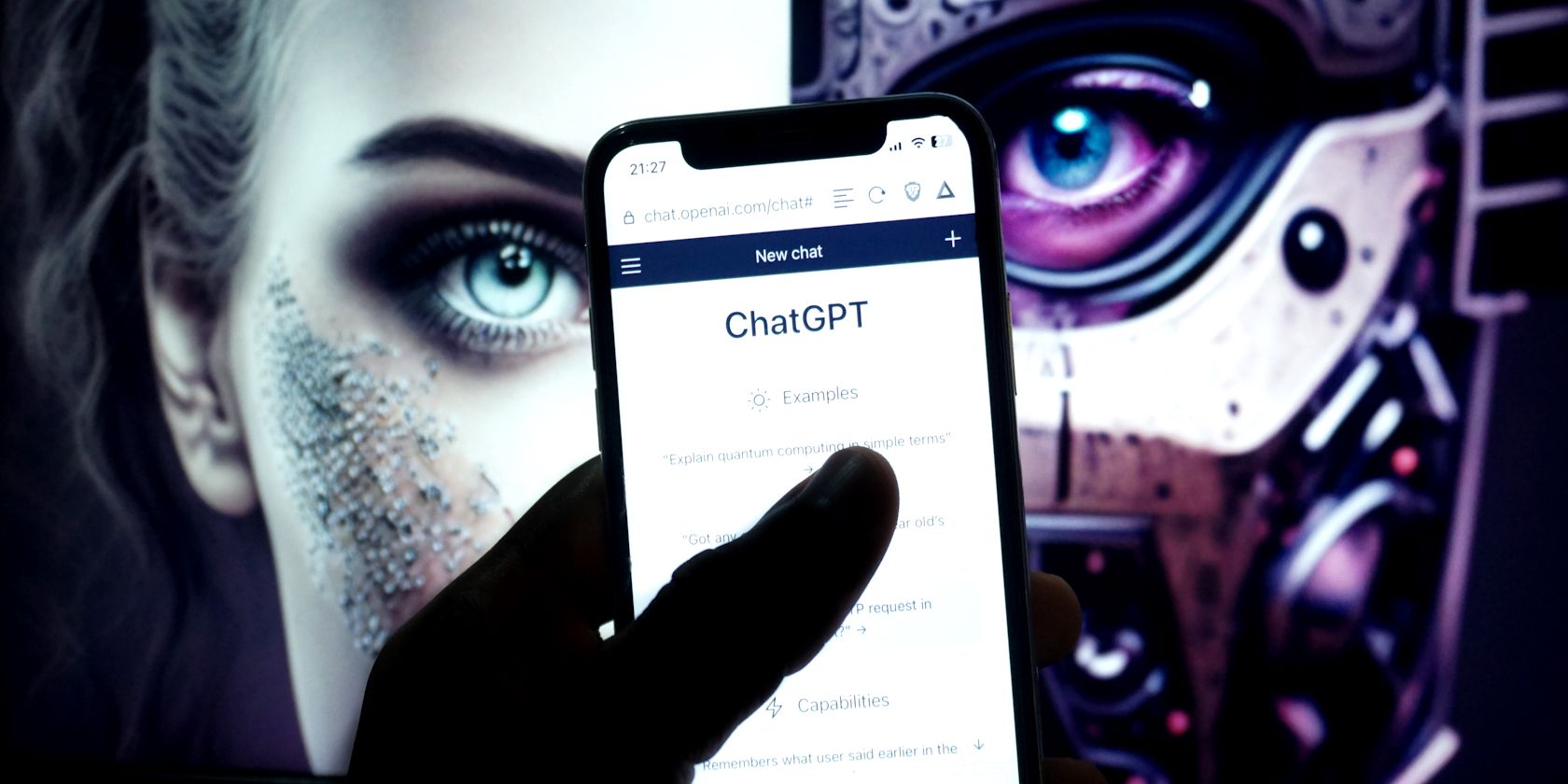 chatgpt smartphone with robot ai background feature