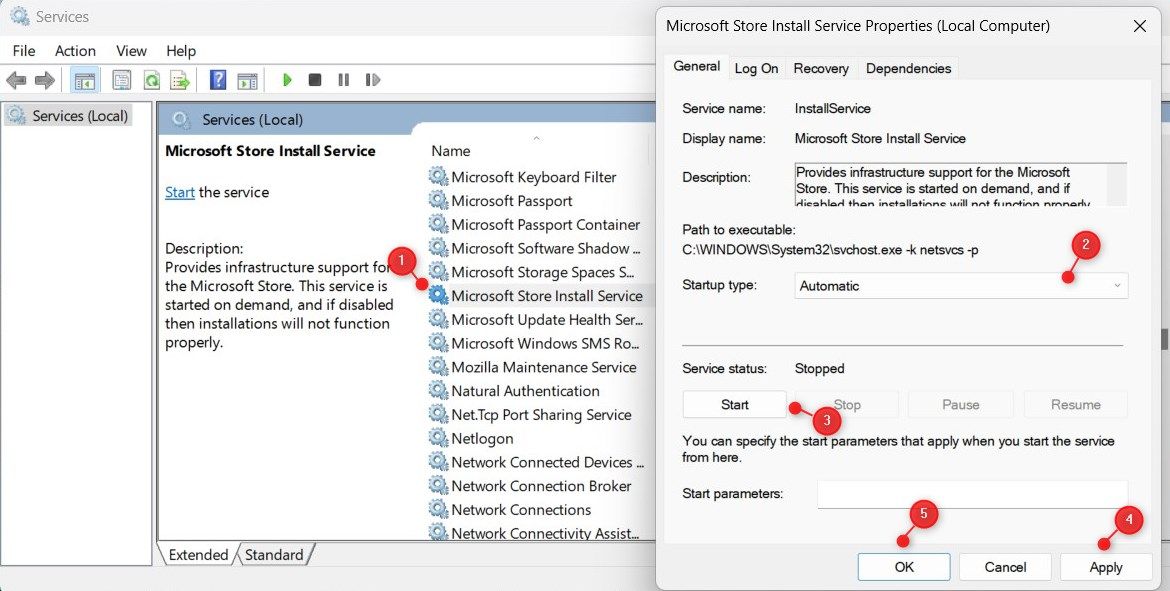 Kiểm tra Dịch vụ cài đặt Microsoft Store