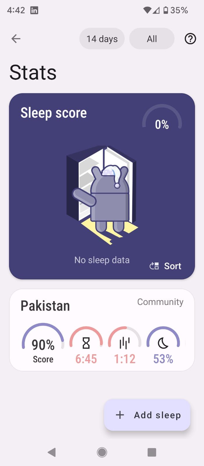 بررسی آمار خواب در Sleep به عنوان Android