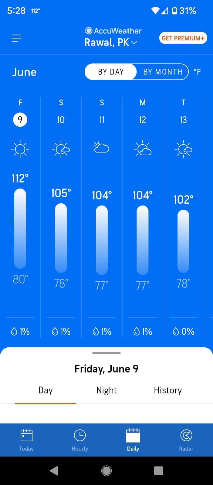 بررسی آب و هوای روزانه در AccuWeather