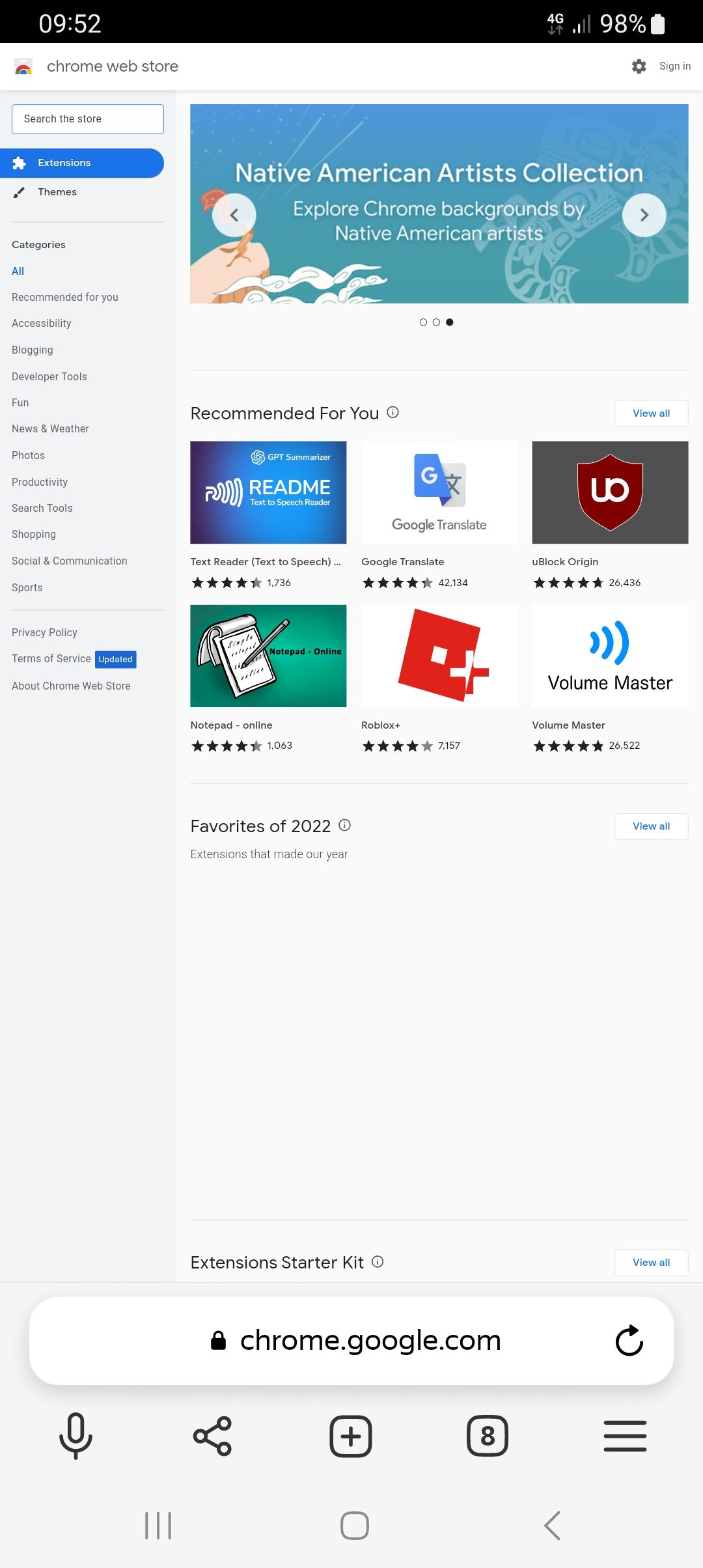 Extensions on Chrome Web Store