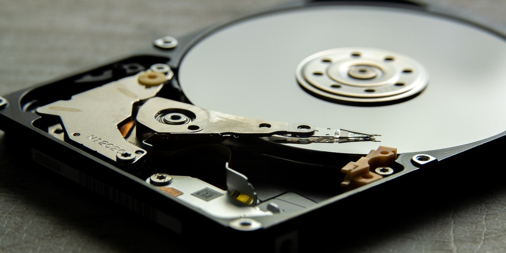 closeup view of a computer hard disk drive