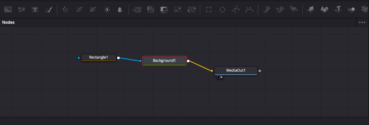 DaVinci Resolve Background، Rectangle و Mediaout گره ها متصل شدند