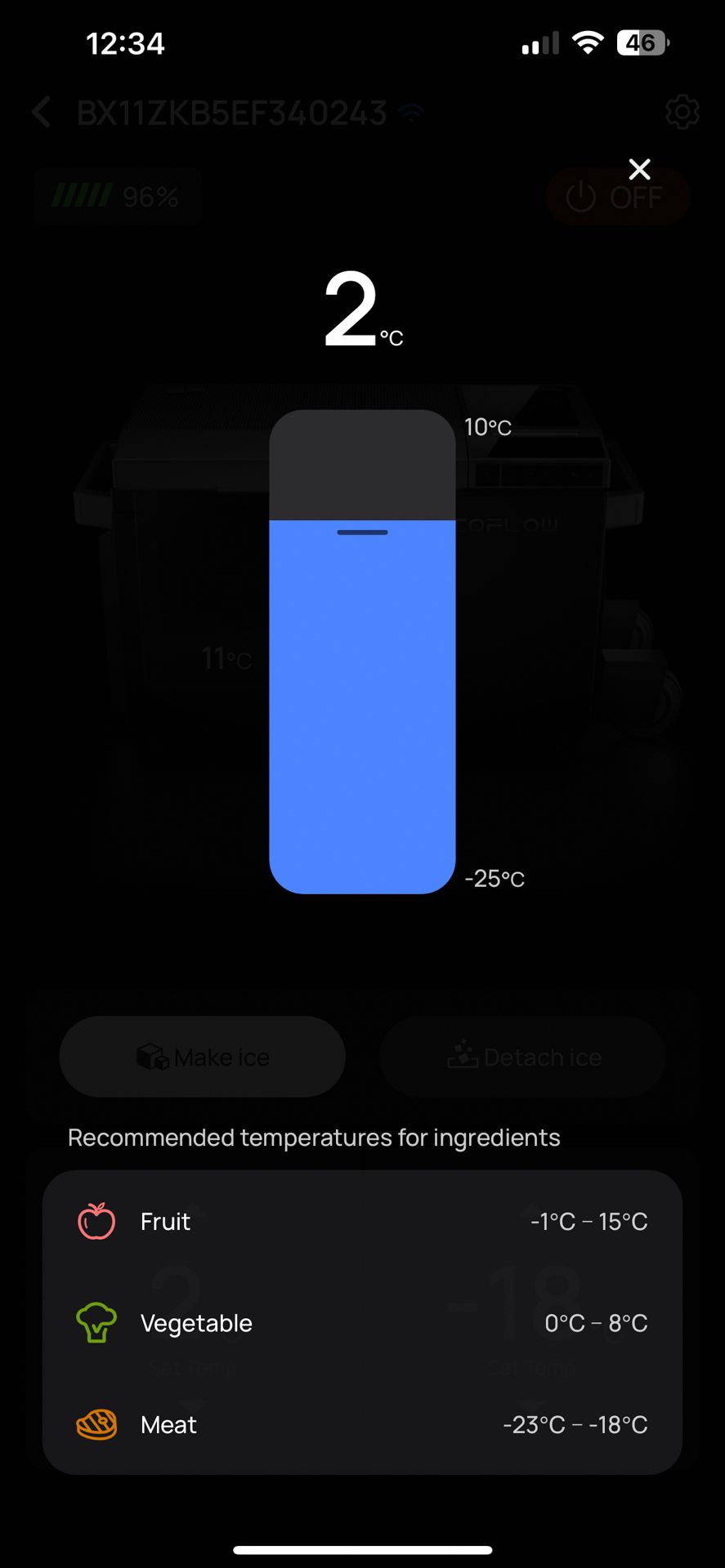 ecoflow glacier app screenshots- set temperature