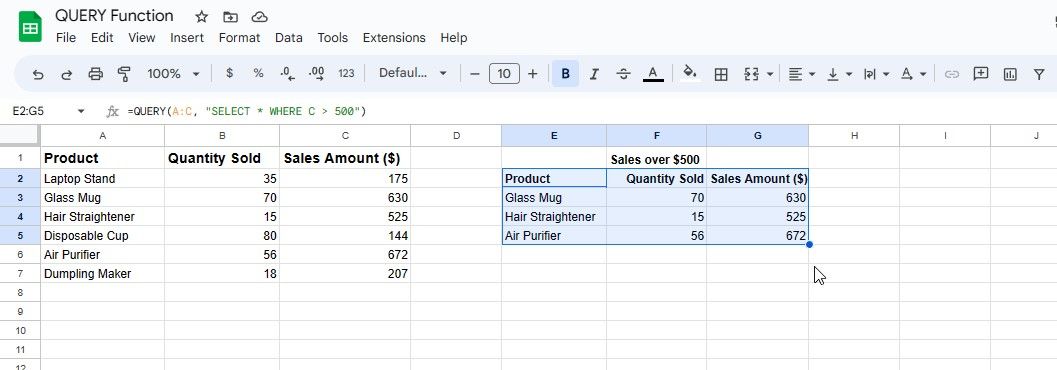 How to Use the QUERY Function in Google Sheets