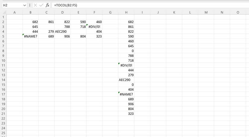 How to Use the TOCOL Function in Microsoft Excel