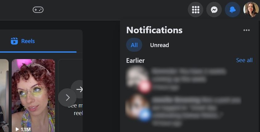 Facebook Notifications Icon and Settings