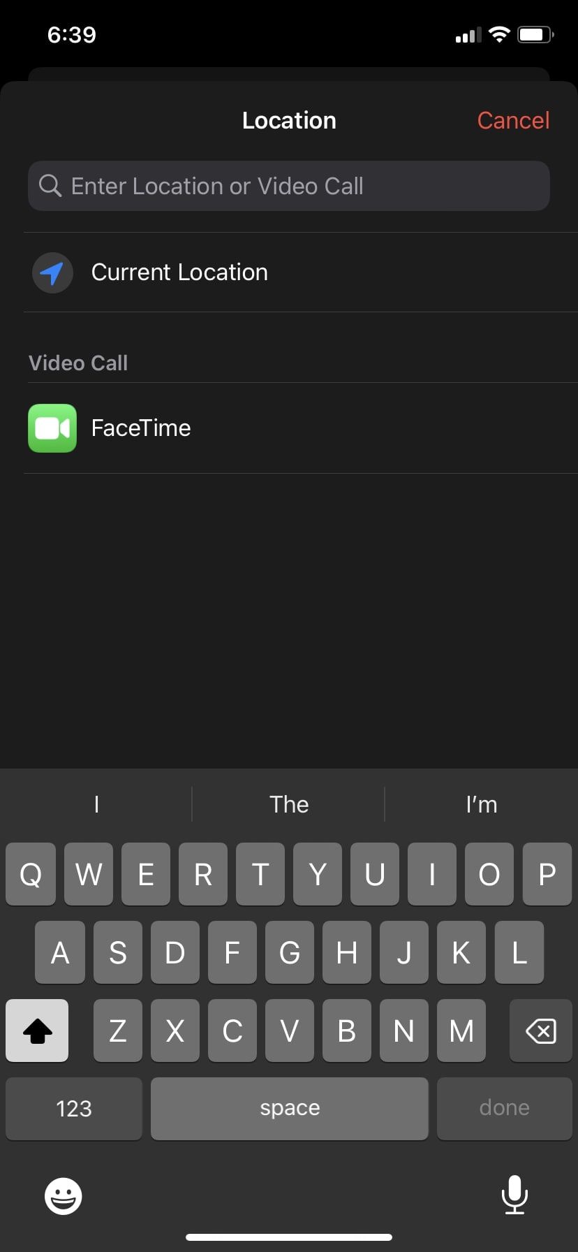 نماد برنامه FaceTime در برنامه Calendar در آیفون