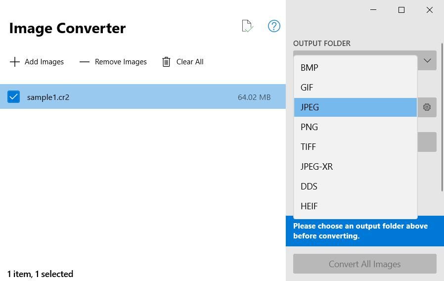 گزینه های تبدیل فرمت فایل در Image Converter