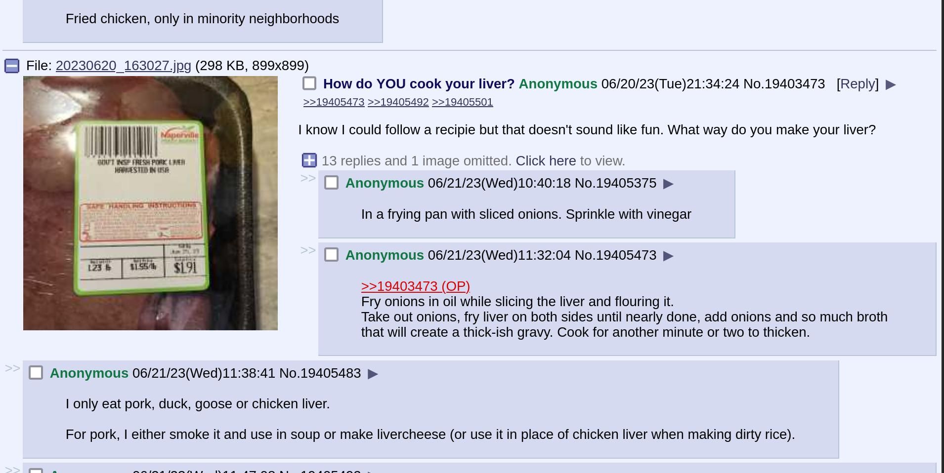 food discussion on 4chan