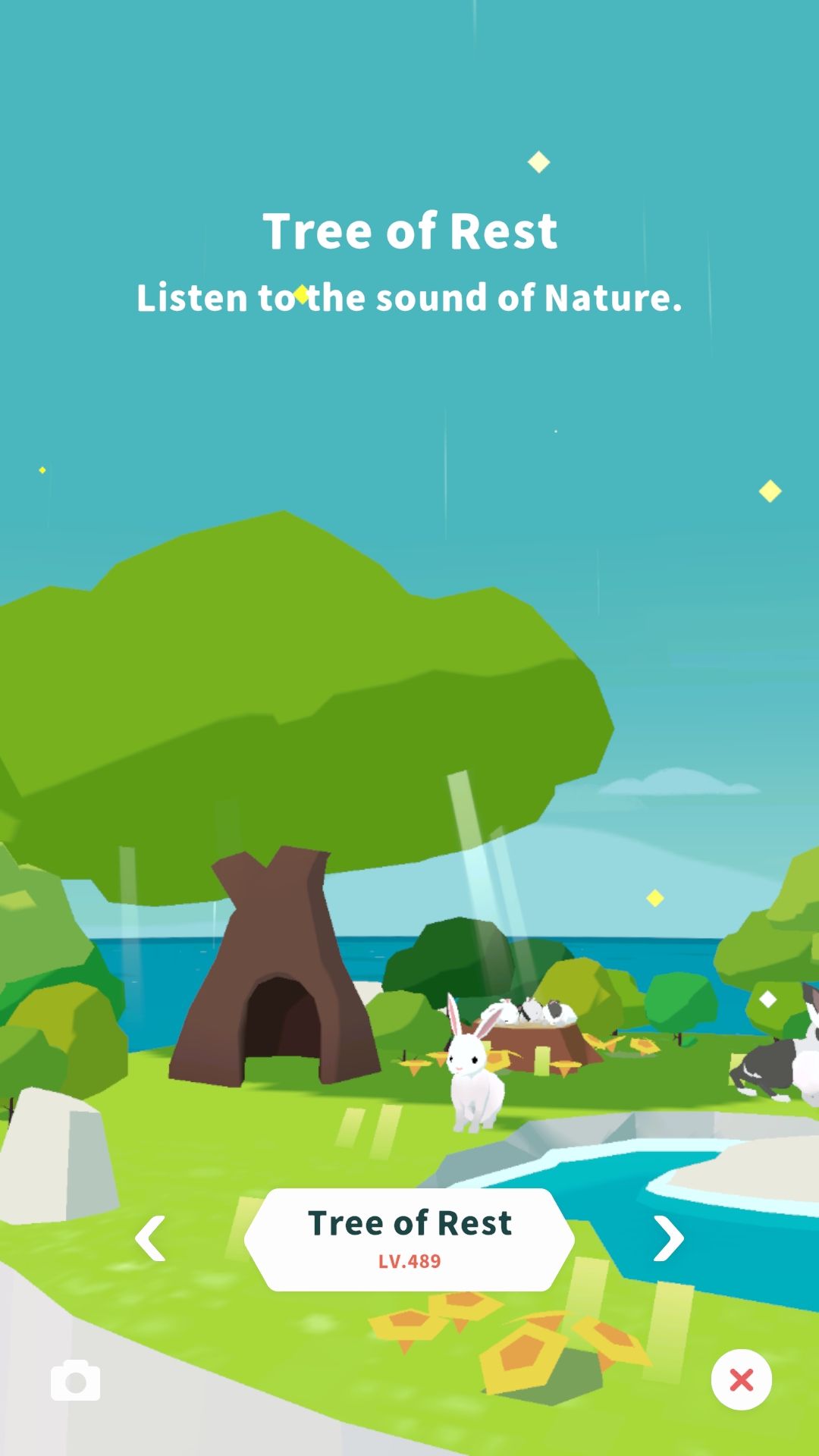 Forest Island tree of rest calming mobile game