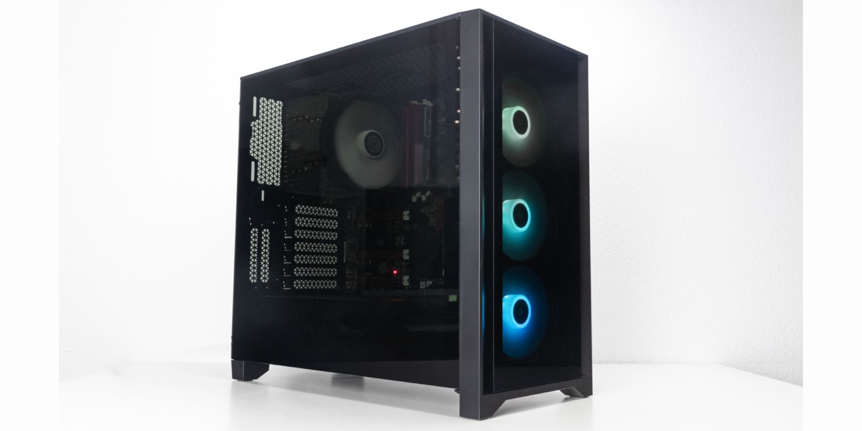 Black gaming PC tower with RGB lights