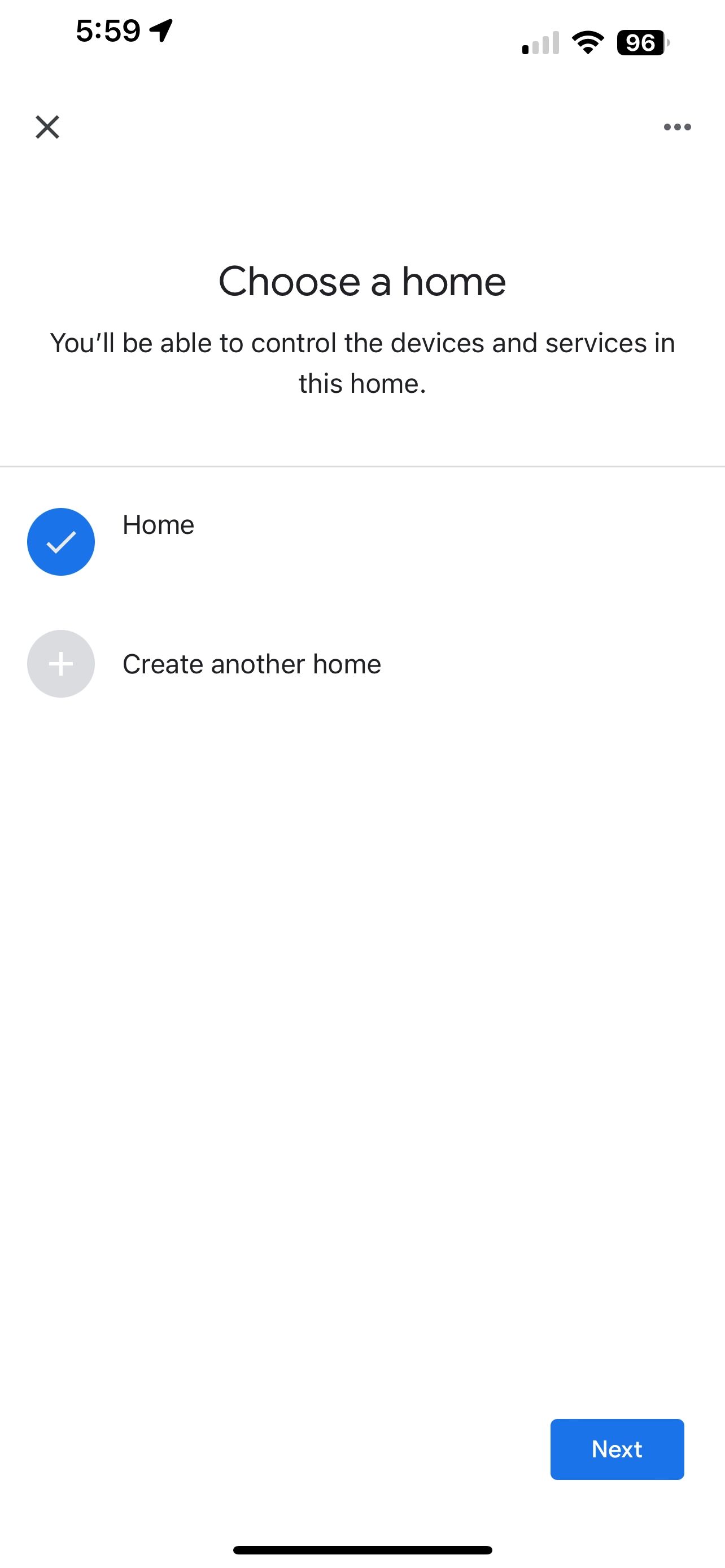 iOS Google Home App Home را انتخاب کنید