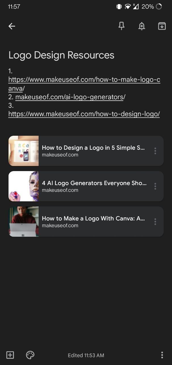 Ajouter des liens à une note Google Keep