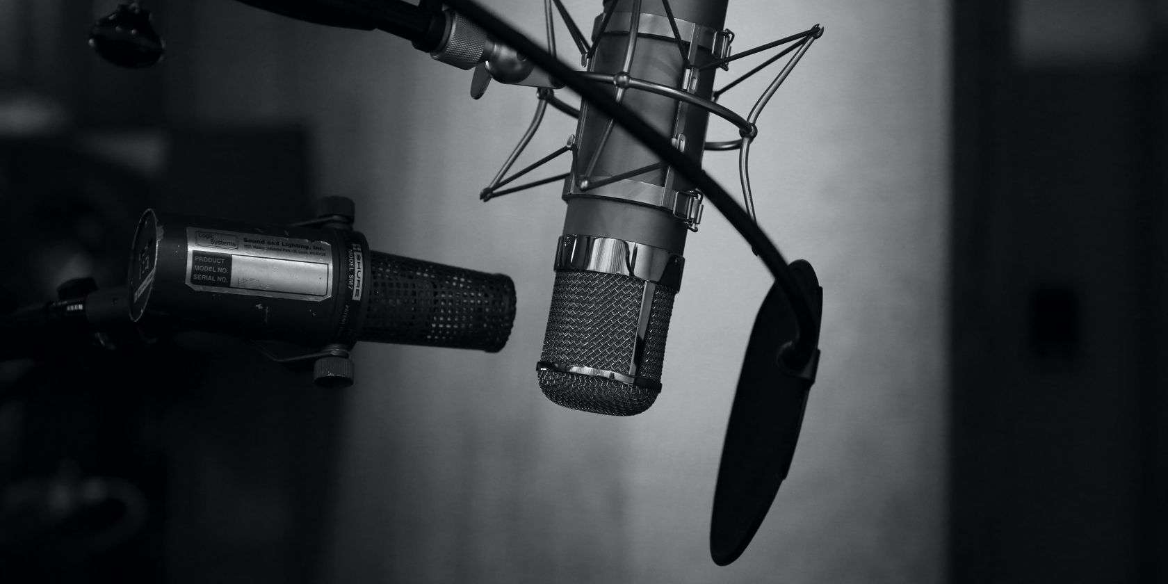 Grayscale image of a condenser microphone