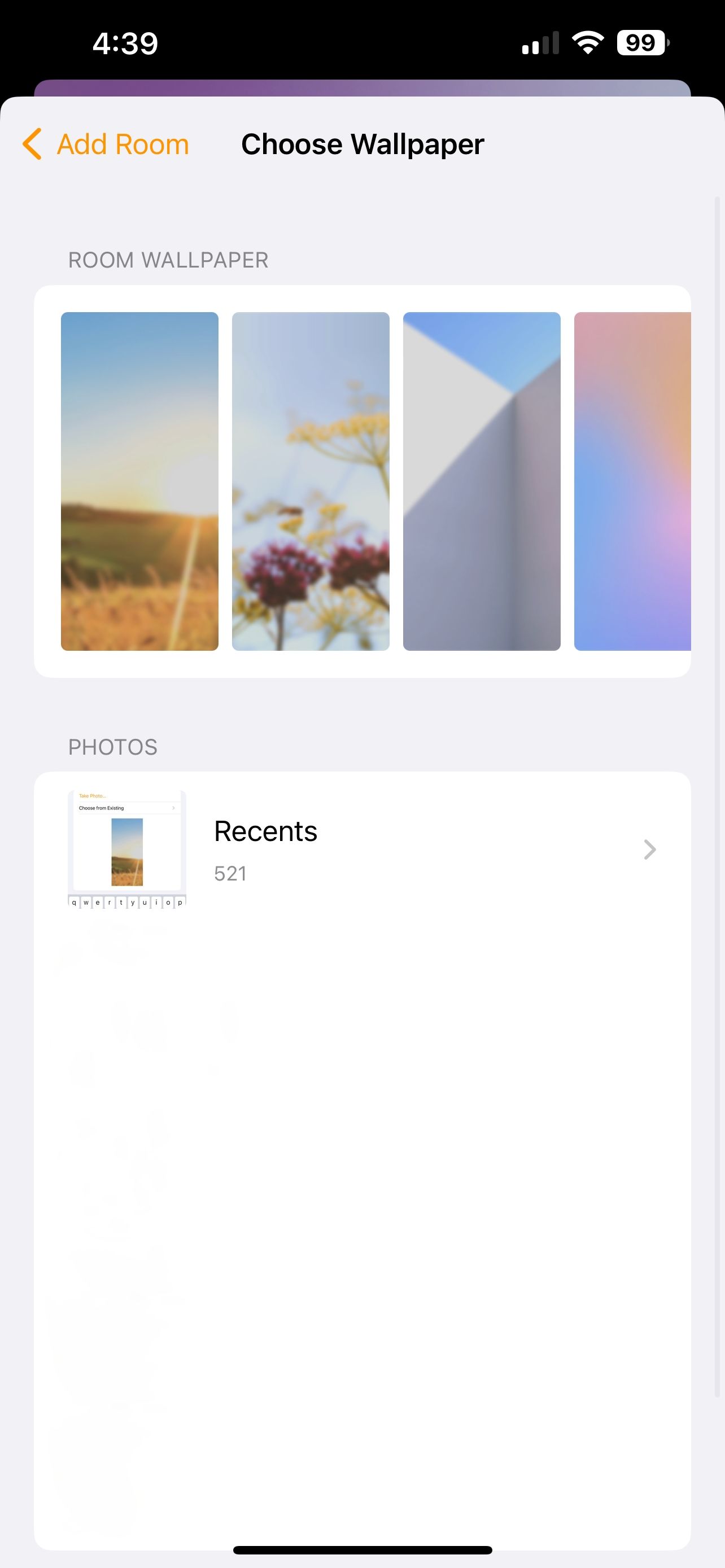 iOS 16 Home App Room Setting Wallpaper را انتخاب کنید