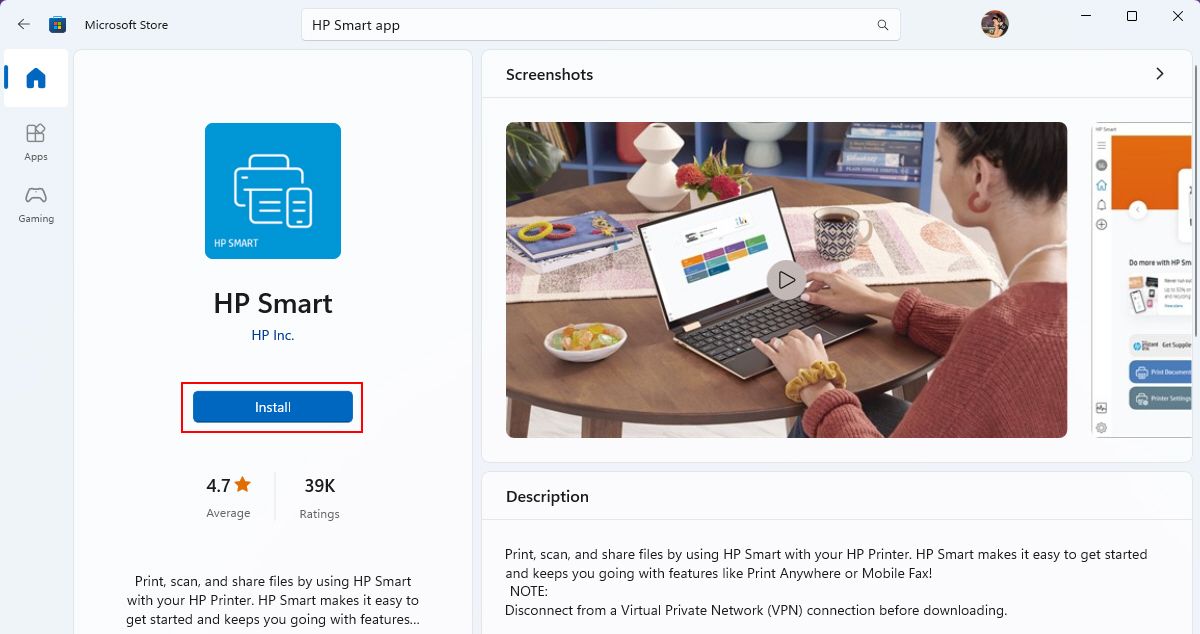 HP Smart App On Microsoft Store