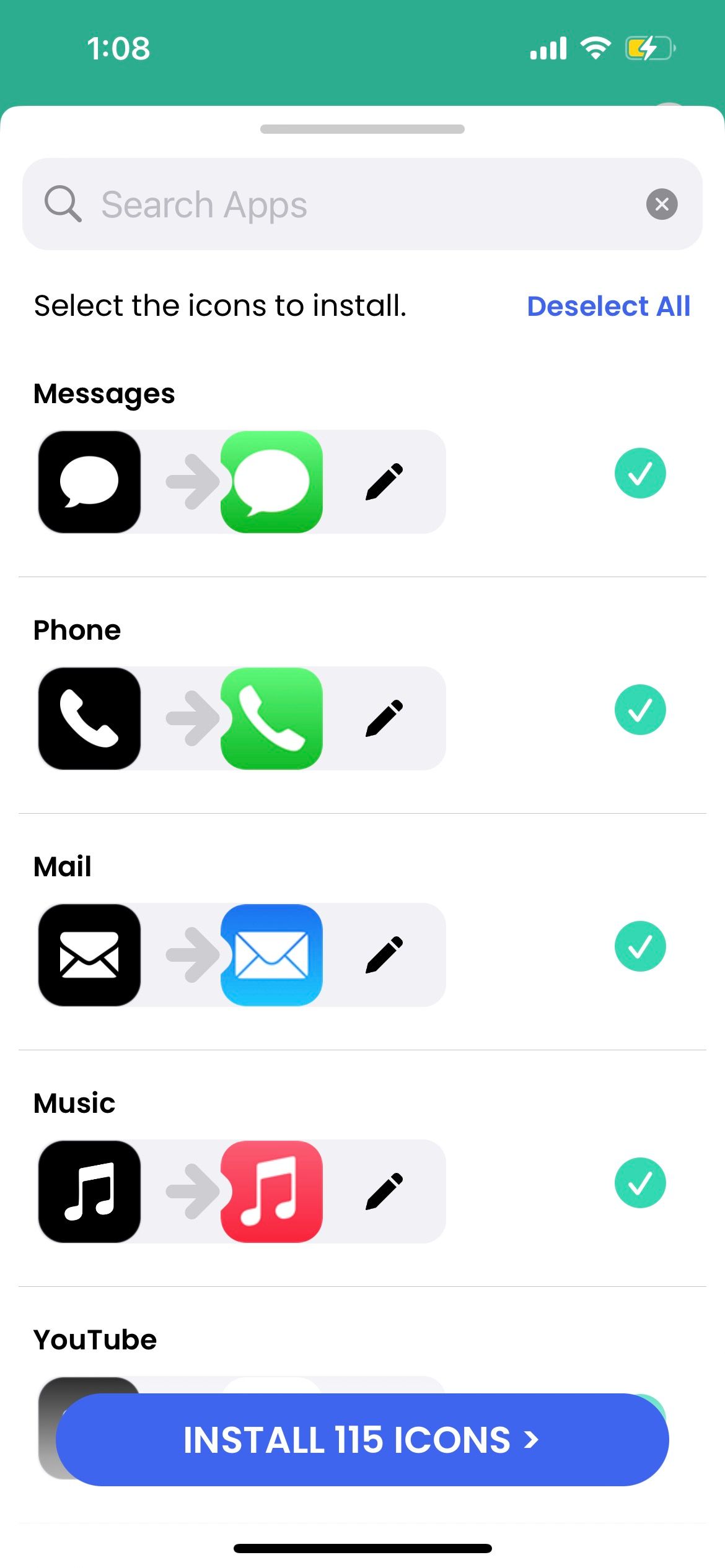 match custom app icons in color widget