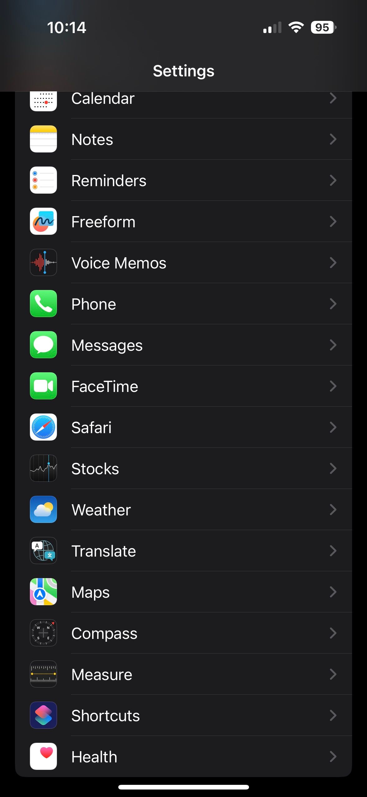 Safari section in iPhone Settings app