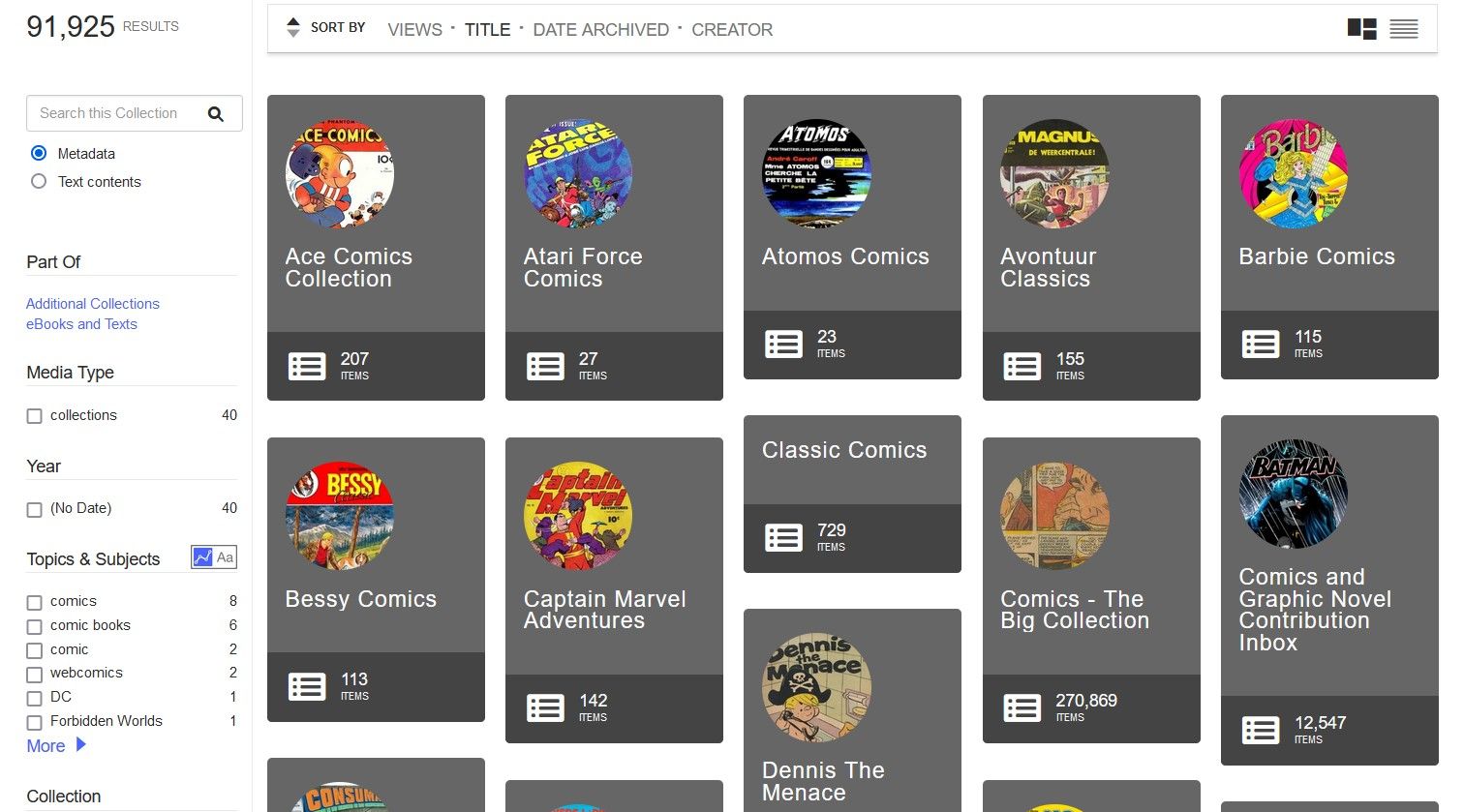 Internet Archive Collection of Comics and Graphic Novels