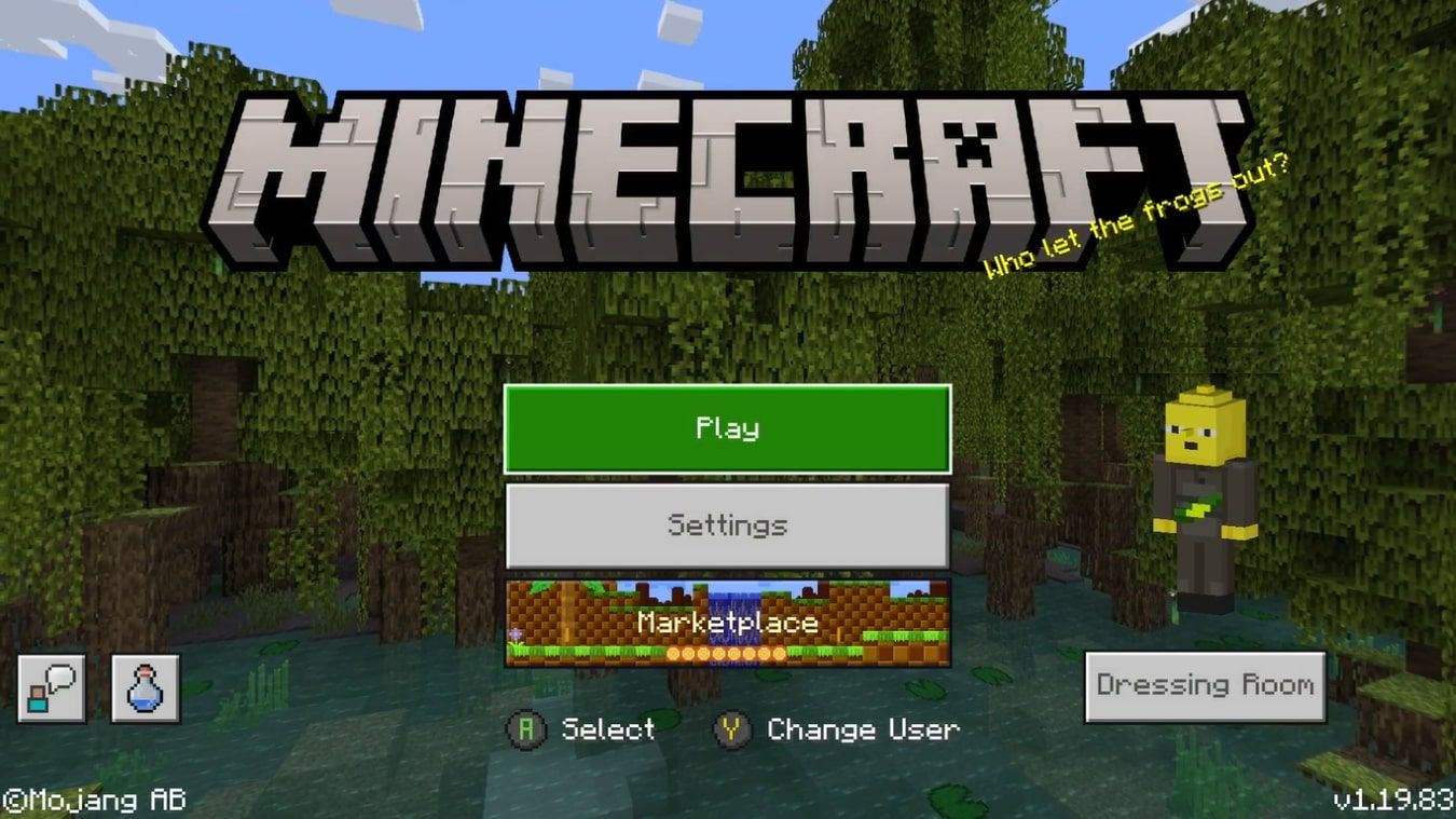 تصویری از منوی اصلی Minecraft در Xbox Series X