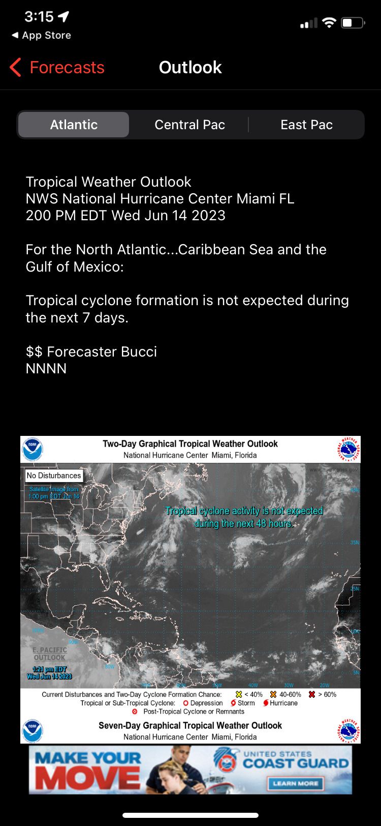 چشم انداز برنامه Hurricane Tracker من